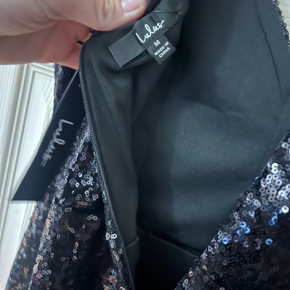 Elegant Black Sequin Dress  Lulu’s Champagne Showers Black Sequin Bodycon Dress - Picture 3 of 6